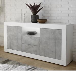 Nitro LED 2 Door 2 Drawer White Gloss Sideboard In Cement