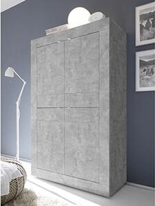 Taylor Wooden Highboard In Concrete With 4 Doors