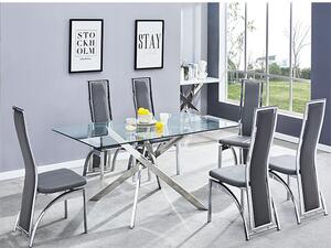 Daytona Large Glass Dining Table With 6 Chicago Grey Chairs