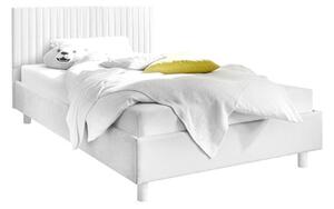 Altair Matt White Leather King Size Bed With Stripe Headboard