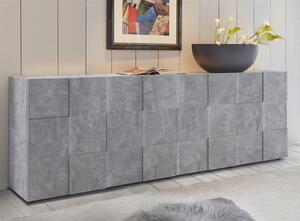 Aleta Wooden Sideboard In Concrete With 4 Doors