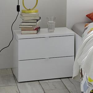 Cattio Wooden Nightstand In Matt White With 2 Drawers