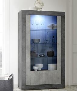 Nitro 2 Doors LED Display Cabinet In Oxide And Cement Effect