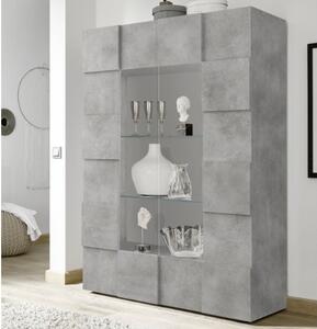 Aleta Wooden Display Cabinet In Concrete With 2 Doors