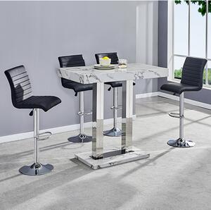 Caprice Diva Marble Effect Gloss Bar Table 4 Ripple Black Stools