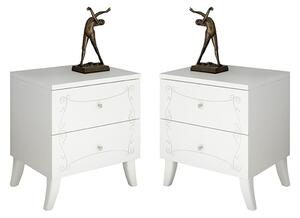 Lerso Serigraphed White Wooden Nightstands In Pair