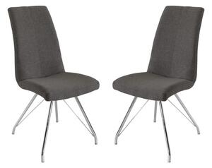 Mekbuda Dark Grey Fabric Upholstered Dining Chair In Pair