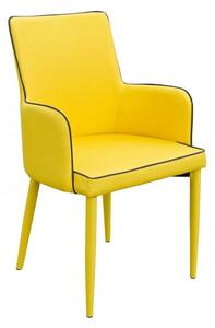 Divina Fabric Upholstered Carver Dining Chair In Yellow