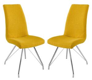 Mekbuda Yellow Fabric Upholstered Dining Chair In Pair