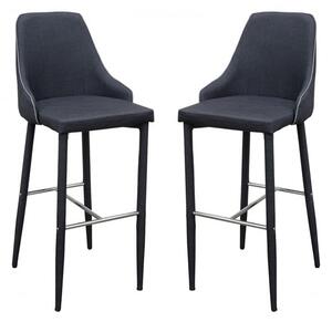 Divina Charcoal Fabric Upholstered Bar Stools In Pair