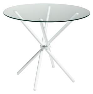 Amata Round Glass Dining Table With White Base