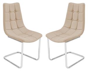 Mintaka Beige Faux Leather Dining Chairs In Pair