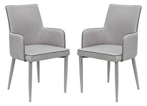 Divina Grey Fabric Upholstered Carver Dining Chairs In Pair