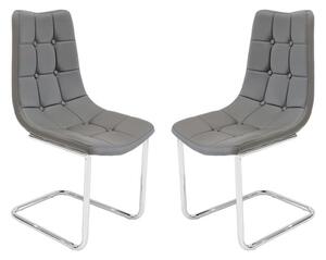 Mintaka Grey Faux Leather Dining Chairs In Pair