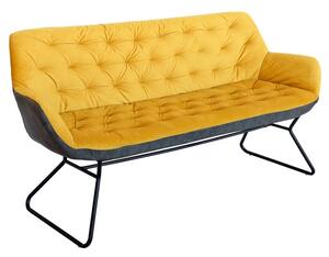 Titania Two Tone Faux Leather 3 Seater Sofa In Yellow