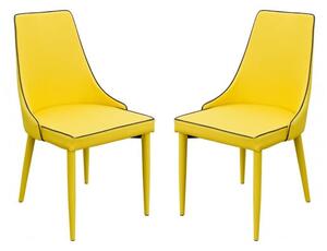 Divina Yellow Fabric Upholstered Dining Chairs In Pair