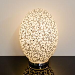 Izar Large White Flower Design Mosaic Glass Egg Table Lamp