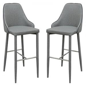 Divina Grey Fabric Upholstered Bar Stools In Pair