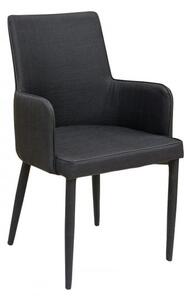 Divina Fabric Upholstered Carver Dining Chair In Black