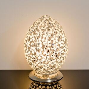 Izar Medium White Flower Design Mosaic Glass Egg Table Lamp