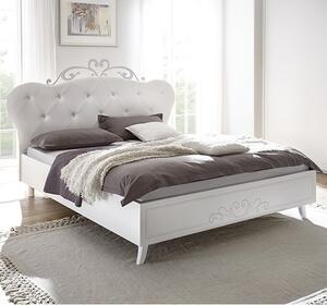 Nevea Faux Leather Double Bed In Serigraphed White