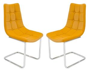 Mintaka Mustard Yellow Faux Leather Dining Chairs In Pair