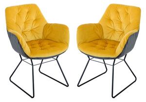 Titania Yellow Two Tone Faux Leather Dining Chairs In Pair