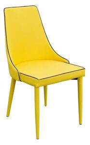 Divina Fabric Upholstered Dining Chair In Yellow