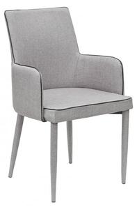 Divina Fabric Upholstered Carver Dining Chair In Grey