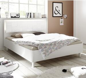 Soxa LED Wooden King Size Bed In Serigraphed White