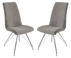 Mekbuda Grey Fabric Upholstered Dining Chair In Pair