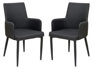 Divina Black Fabric Upholstered Carver Dining Chairs In Pair