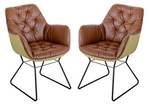 Titania Brown Two Tone Faux Leather Dining Chairs In Pair