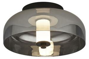 Frisbee LED Ceiling Light In Matt Black With Smoked Glass