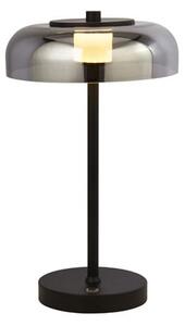 Frisbee LED Table Lamp In Matt Black With Smoked Glass