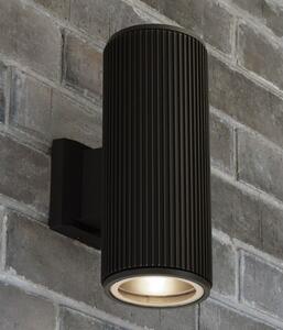 Azha Outdoor Up Down Wall Light In Black With Clear Glass