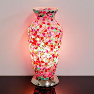 Izar Medium Pink Flower Design Mosaic Glass Vase Table Lamp