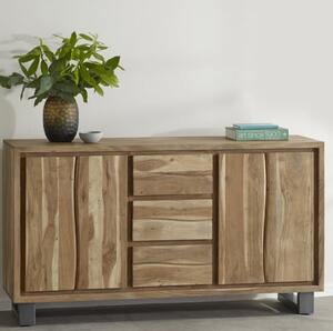 Catila Live Edge Wooden Sideboard In Oak With 2 Doors 3 Drawers