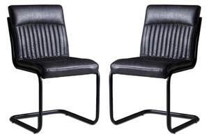 Catila Grey Faux Leather Dining Chairs In Pair