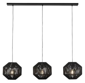 Wicker Wall Hung Bar 3 Pendant Light In Matt Black