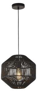 Wicker Wall Hung 1 Pendant Light In Matt Black