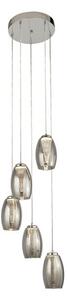 Cyclone Multi Drop 5 Pendant Light In Chrome With Smoked Glass