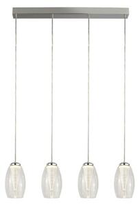 Cyclone Wall Hung Bar 4 Pendant Light In Chrome With Clear Glass