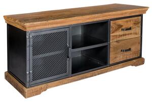 Metapoly Industrial TV Stand In Acacia With 1 Door 2 Drawers