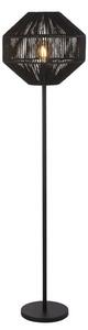 Wicker 1 Bulb Floor Lamp In Matt Black