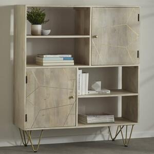 Dhort Wooden Display Cabinet In Natural With 2 Doors