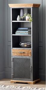 Metapoly Industrial Bookcase In Acacia With 1 Door 1 Drawer