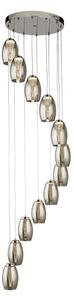 Cyclone Multi Drop 12 Pendant Light In Chrome With Smoked Glass