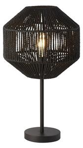 Wicker 1 Bulb Table Lamp In Matt Black