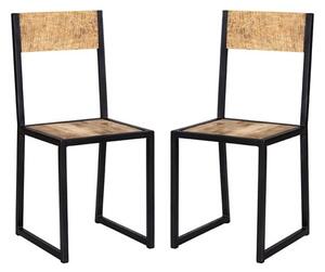 Clio Industrial Oak Wooden Dining Chairs In Pair